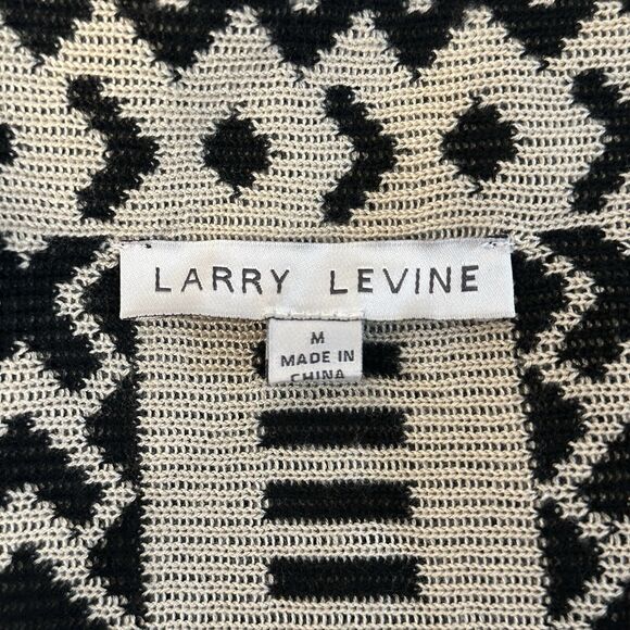 Black and White Geometric Cardigan, Open Front, Draped, Tribal Print, Aztec Boho - Picture 13 of 15